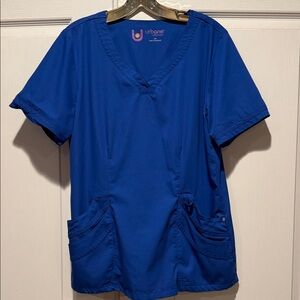 Urbane Women's Short Sleeve Royal Blue Scrub Top